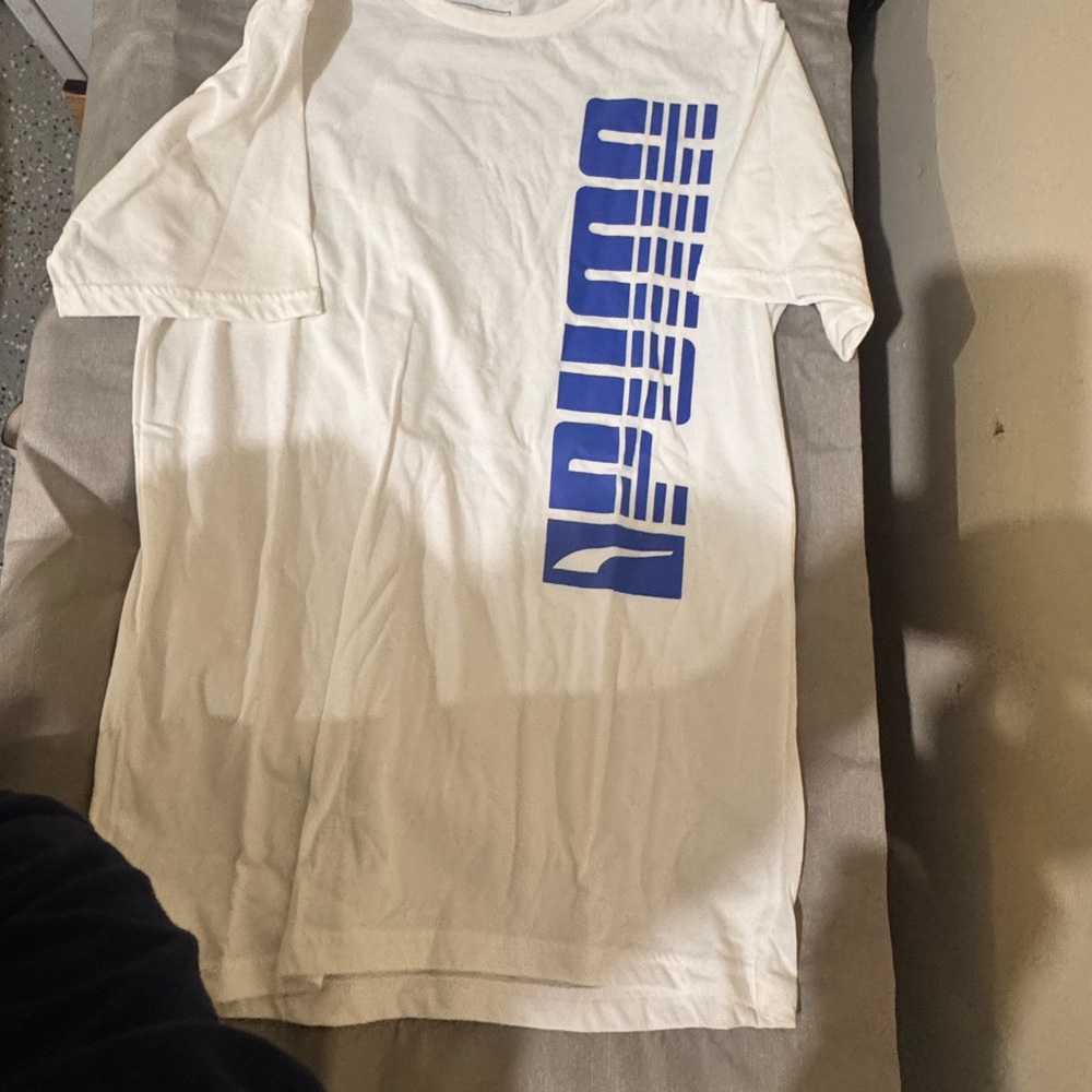 Puma Kids White and Blue Graphic T-Shirt